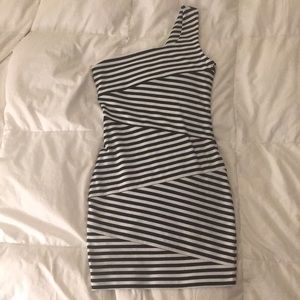 Forever 21 black and white striped one strap dress